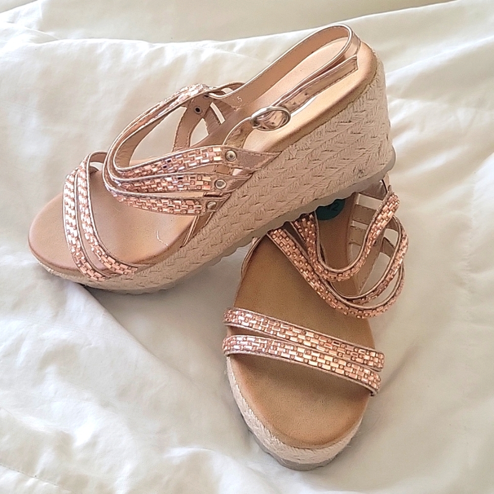 Rose Gold Wedge Sandal